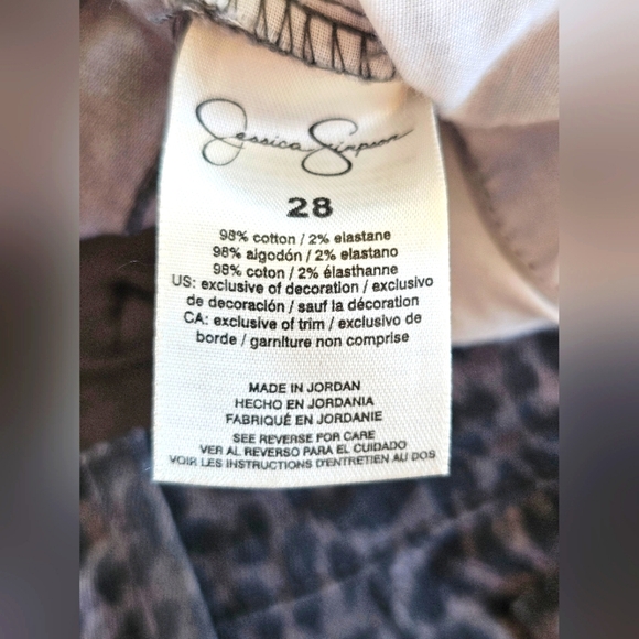 Jessica Simpson Adored Gray Leopard Print Denim Ankle High Rise Jeans Raw Edge - Picture 11 of 11